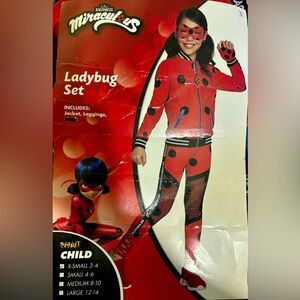 Ladybug pants, mask and top.